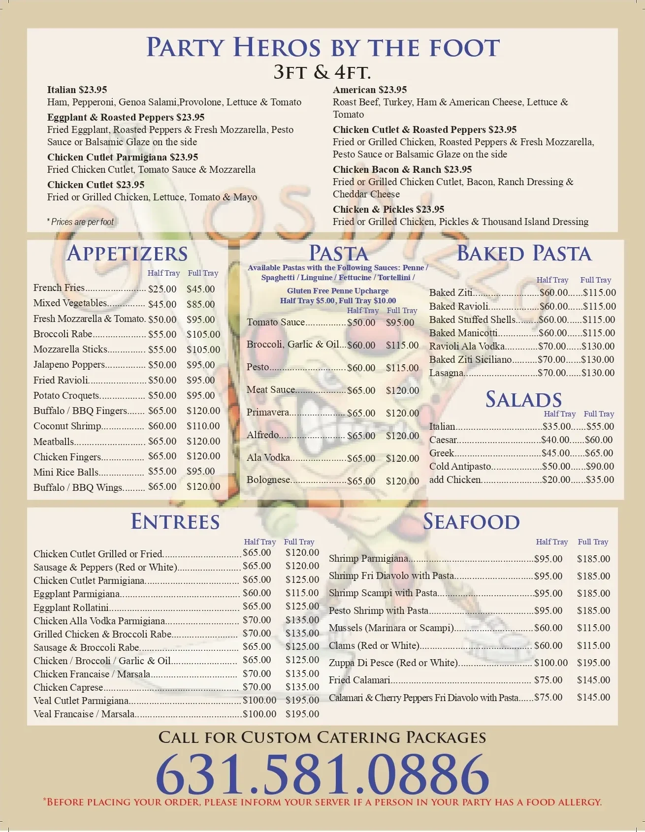 Gio's Pizza Catering Party Planner — back
